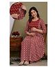 Step Queen Three Fourth Sleeves Floral Printed Dress With Zipper Nursing Access - Red