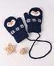 Babyhug Woollen  Gloves with Penguin Design -Navy Blue