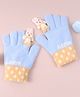 Babyhug Woollen Gloves with Bunny & Polka Dots Design -  Blue