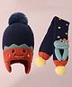 Babyhug Woolen Cap & Muffler Set with Pom Pom - Dark Blue