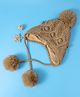Pine Kids  Cable Knit Pom Pom Woollen Cap with Knot - Light Brown