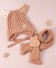 Babyhug Woollen Cap & Sets with Knot & Applique - Brown