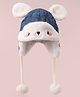 Babyhug Woollen Cap with Knot & Applique - Blue