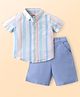Babyhug Cotton Woven Half Sleeves Striped Shirt & Shorts Set - Multicolor