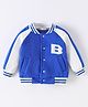 Kookie Kids Full Raglan Sleeves Bomber Jacket with Quilted Design & Alphabet Patch Detailing - Blue