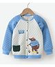Kookie Kids Full Raglan Sleeves Bomber Jacket with Bear Print - Blue