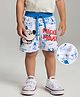 Babyhug Disney  Cotton Terry Knit Shorts With Mickey Mouse Print - Blue & White