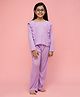 NEUDIS Cotton Woven Full Sleeves Frill Detailed Striped Night Suit - Lavender
