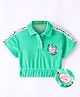 UCB Half Sleeves Collar Neck Top Heart Embroidered  - Green