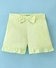 UCB Cotton Woven Knee Length Shorts with Bow and Frill Detailing - Yellow