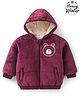 Babyoye woven Full Sleeves Hooded Winter Jacket with Bear Patch - Maroon