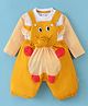 WOW Cotton Full Sleeves Dungaree Set with Elephant Applique - Golden