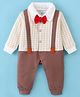Child World Interlock  Full Sleeves Romper with Attached Suspender & Bow - Brown