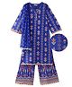 Earthy Single Jersey Knit Full Sleeves Foil Printed Kurta Palazzo Set with Dupatta - Royal Blue