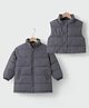 Kookie Kids Full Sleeves & Sleeveless Padded Quilted Jackets With Solid Colour Pack of 2 - Grey