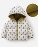 Kookie Kids Full Sleeves Padded Hooded Reversible Jacket with Floral Design - White & Green