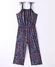 Tiara Cotton Jersey Sleeveless Floral Printed Jumpsuit - Navy Blue