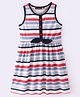 Tiara Cotton Spandex Sleeveless Striped Dress - Navy Blue