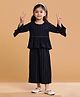 Tales & Stories Rayon Three Fourth Bell Sleeves Striped Coordinting Top & Bottom Set - Navy Blue