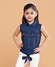 Tales & Stories Sleeveless Solid Shirt Style Top - Blue