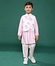 Tales & Stories Viscose Full Sleeves Floral Printed Kurta & Pyjama Set With Jacket - Pink