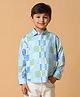 Tales & Stories Full Sleeves Abstract Printed Shirt - Blue & Green