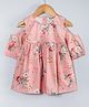 Hugsntugs Cold Shoulder Half Sleeves Floral Printed Top - Coral