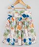 Hugsntugs Sleeveless Bow Applique & Floral Printed Dress - White