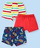Babyhug 100% Cotton Above Knee Length Striped Trunks with Game Print Pack of 3 - Multicolour