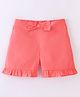 UCB Cotton Woven Knee Length Shorts with Bow and Frill Detailing - Orange