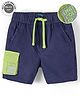 UCB Cotton Woven Knee Length Shorts with Side Pocket - Blue
