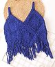Woonie Cotton Sleeveless Handmade Fringed Top - Royal Blue