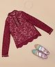 One Friday Full Sleeves Lace Floral Detailed Top - Burgundy