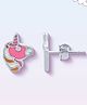 Silverium Sterling Silver 92.5% BIS Hallmarked Pink Unicorn Earrings - Pink