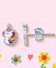 Silverium Sterling Silver 92.5% BIS Hallmarked Rainbow Unicorn Earrings - Multicolour