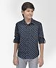 CRIMSOUNE CLUB Full Sleeves Abstract Printed Shirt - Navy Blue