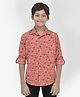CRIMSOUNE CLUB Full Sleeves Floral Printed Shirt - Peach