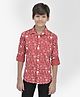 CRIMSOUNE CLUB Full Sleeves Nautical Theme Printed Shirt - Red