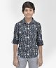 CRIMSOUNE CLUB Full Sleeves Nautical Theme Printed Shirt - Navy Blue