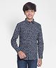 CRIMSOUNE CLUB Full Sleeves Birds Printed Shirt - Navy Blue