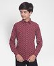 CRIMSOUNE CLUB Full Sleeves Floral Printed Shirt - Maroon