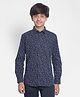 CRIMSOUNE CLUB Full Sleeves Abstract Printed Shirt - Navy Blue