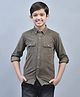 CRIMSOUNE CLUB Full Sleeves Solid Shirt - Olive Green