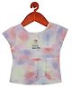 Tiny Girl Cap Sleeves Text & Floral Applique Tie Dye Top - Lavender