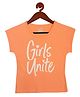 Tiny Girl Half Sleeves Girls Unite Text Printed Top - Peach