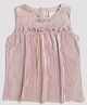 Tiny Girl Sleeveless Floral Applique & Shimmer Detailed Pleated Top - Peach