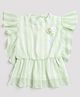 Tiny Girl Flutter Sleeves Stripped & Floral Applique Detailed Top - Green