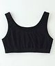 Red Rose Cotton Knit Sleeveless Bralette Solid Colour - Black