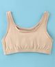 Red Rose Cotton Knit Sleeveless Bralette Solid Colour - Beige