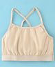 Red Rose Cotton Knit Sleeveless Bralette Solid Colour - Beige